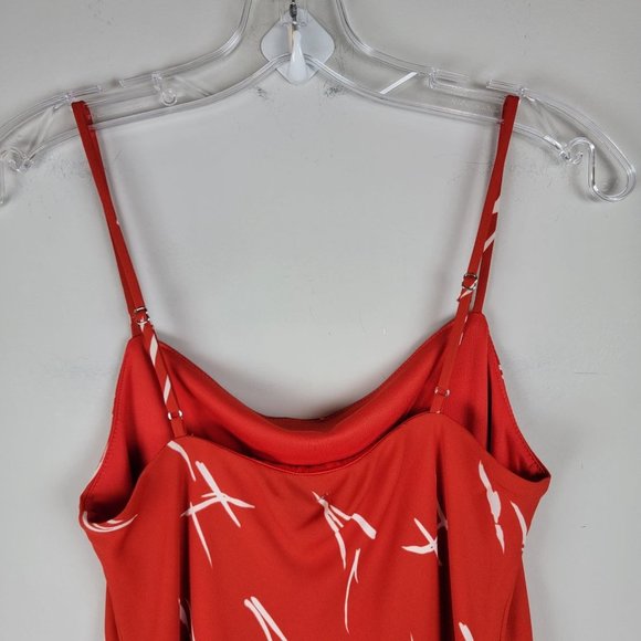 Gilli Red Beige Spaghetti Adjustable Strappy Scoop Loose Neckline Relaxed Top S - Picture 5 of 8